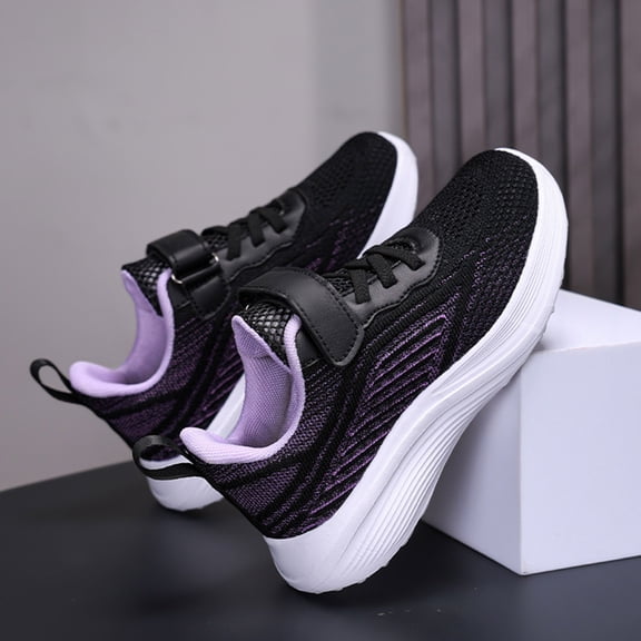 Girls Shoes Lightweight Breathable Sneakers Casual Walking Shoes Running Kids Versatile Tennis Shoes,Color Black,Size 6-7Years