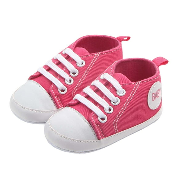 Girls Shoes,Sneakers Breathable Soft Sole First Canvas Babies Lightweight Flexible Non ,Toddler Sneakers,Hot Pink,3-5 Months