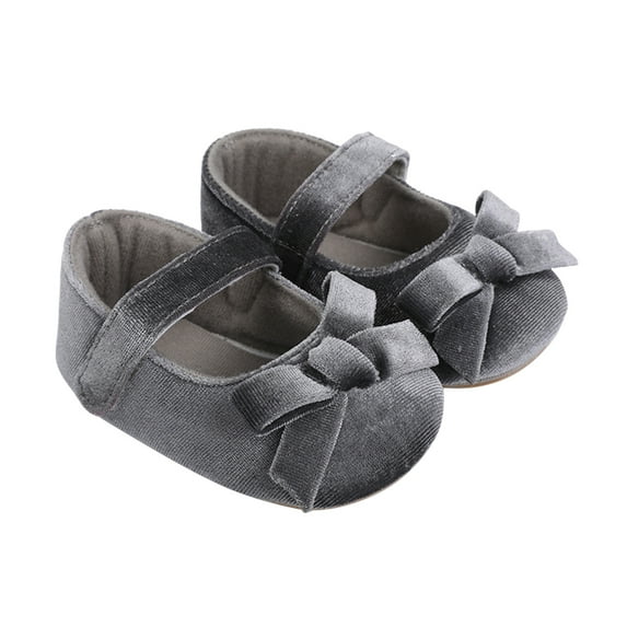 Girls Shoes,Toddler Girls First Prewalker Barefoot Sole Non Soft Floor Shoes with Decorative Bowknot Design for Early Walking Stages,Kids Shoes,Grey,12-18 Months