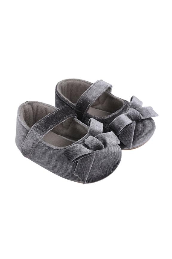 Girls Shoes,Toddler Girls First Prewalker Barefoot Sole Non Soft Floor Shoes with Decorative Bowknot Design for Early Walking Stages,Kids Shoes,Grey,12-18 Months