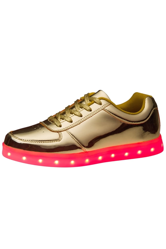 Girls Shoes,Unisex High Top LED Light Up Sneakers With USB Rechargeable Flashing Technology For Kids And Teens,Kids Shoes,Gold,4-4.5 Years