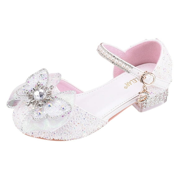 Girls Shoes White High Heels New Children's High Heels Little Girls Shoes Stage Performance Dress Shoes Closed Toe Sandals for Kids Sliders Girls Sandal Girls Kids Girls Dress Sandals Size 12 Toddler