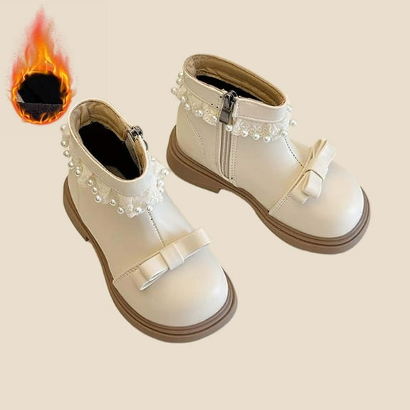 Girls Short Dress Boot with Lace Decoration Thick Bottom Solid Classic Trendy Dreesy Cute Comfy Cozy Soft Winter Warm Non Slip Girls Riding Boots