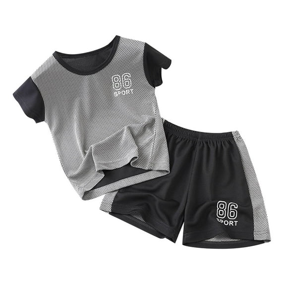 Girls' Short Sets Short Sleeve Soccer Shirt and Mesh Boys Shorts 2 Piece Youth Soccer for Boys 5-6 Years