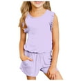 thumbnail image 1 of Girls Short Sets Size 6 Girls 2 Piece Outfits Summer Clothes Short Sleeve Drop Shoulder Shirt and Skirt with Built-in Shorts Athletic Sets, 1 of 1