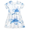thumbnail image 1 of Girls Short Sleeve A-Line Dress Blue Pastel Flowers Play Dress Sizes 3T, 1 of 8