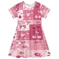 thumbnail image 1 of Girls Short Sleeve A-Line Dress Cherry Pattern with Bows Play Dress Sizes 7-8T, 1 of 8