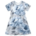 thumbnail image 1 of Girls Short Sleeve A-Line Dress White Floral Pattern Play Dress Sizes 5-6T, 1 of 8