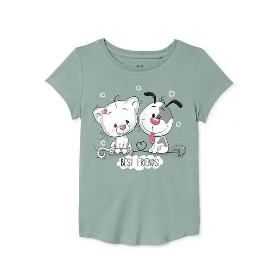 Girls Short Sleeve Best Friends Graphic T-Shirt Size 10-12