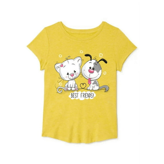 Girls Short Sleeve Best Friends Graphic T-Shirt Size 4-5