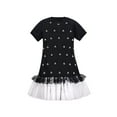 thumbnail image 1 of Girls Short Sleeve Black Tee Dress Pearl Lace White Mini Tulle Casual 10 Years, 1 of 1