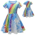 thumbnail image 1 of Girls Short Sleeve Casual Dress Toddler Summer Midi Sundress, Size 5-6, 1 of 6