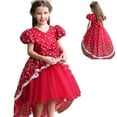 thumbnail image 1 of Girls Short Sleeve Christmas Dress Bowknot Ball Gown Princess Dress, 1 of 6