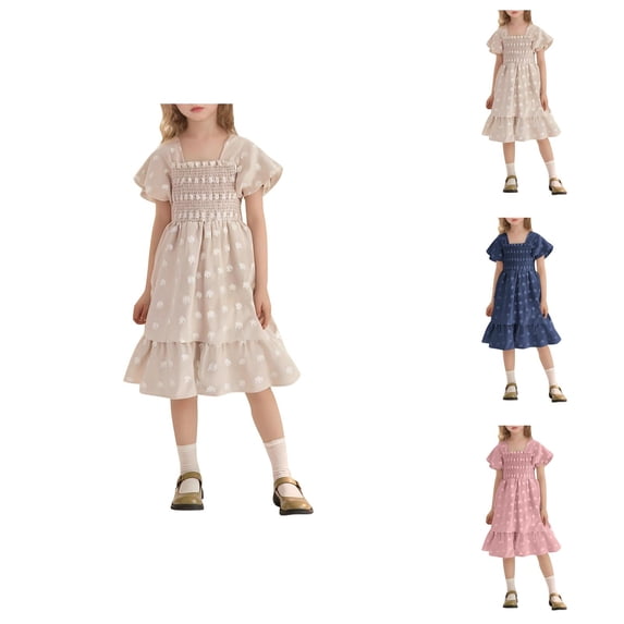 Girls Short Sleeve Dress for Outdoor Play Park Party Home Comfort Age 2 To 16 Years Casual Spring Summer Outfit Girls Dresses for School Daily Wear