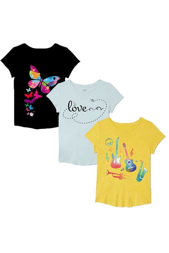Girls' Short Sleeve Graphic T-Shirt 3-Pack Size 18