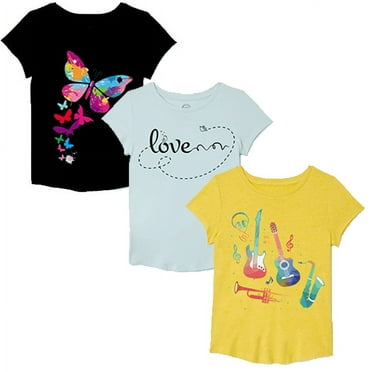 Girls' Short Sleeve Graphic T-Shirt 3-Pack Size 8