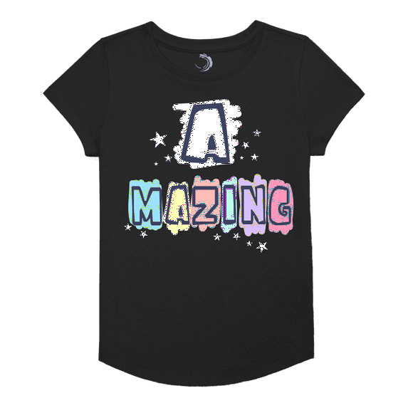 Girls Short Sleeve Graphic Tee, Assorted Colors T-Shirt, Cotton/Poly Blend, Sizes 4-18