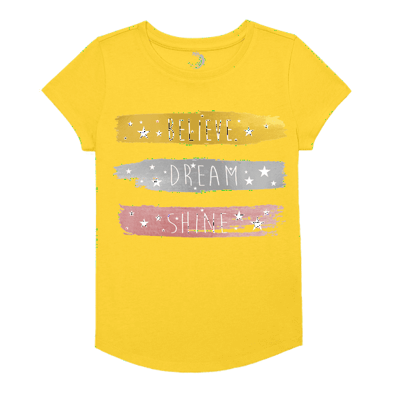 Girls Short Sleeve Graphic Tee, Assorted Colors T-Shirt, Cotton/Poly Blend, Sizes 4-18