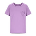 thumbnail image 1 of Girls Short Sleeve Heart Pocket T-Shirts Summer Casual Cotton Tee Tops Crew Neck Blouse, 1 of 5