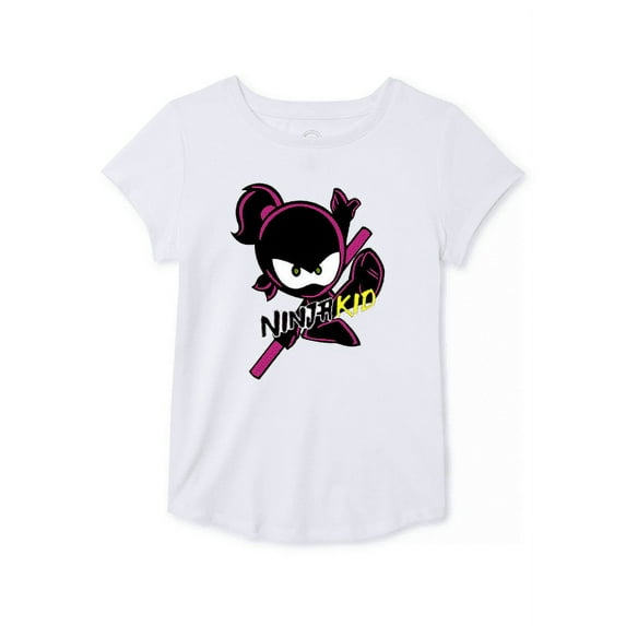 Girls Short Sleeve Ninja Girl Graphic T-Shirt Size 8