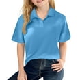 thumbnail image 1 of Girls' Short Sleeve Performance Polo School Uniform Sky Blue Size 130, 1 of 3