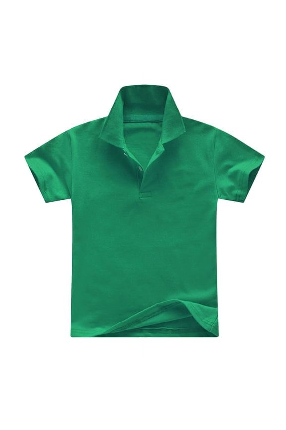 Girls' Short Sleeve Picot Collar Polo School Uniform Shirt Green 6 Y -7 Y