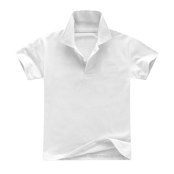 Girls' Short Sleeve Picot Collar Polo School Uniform Shirt White 5 Y -6 Y