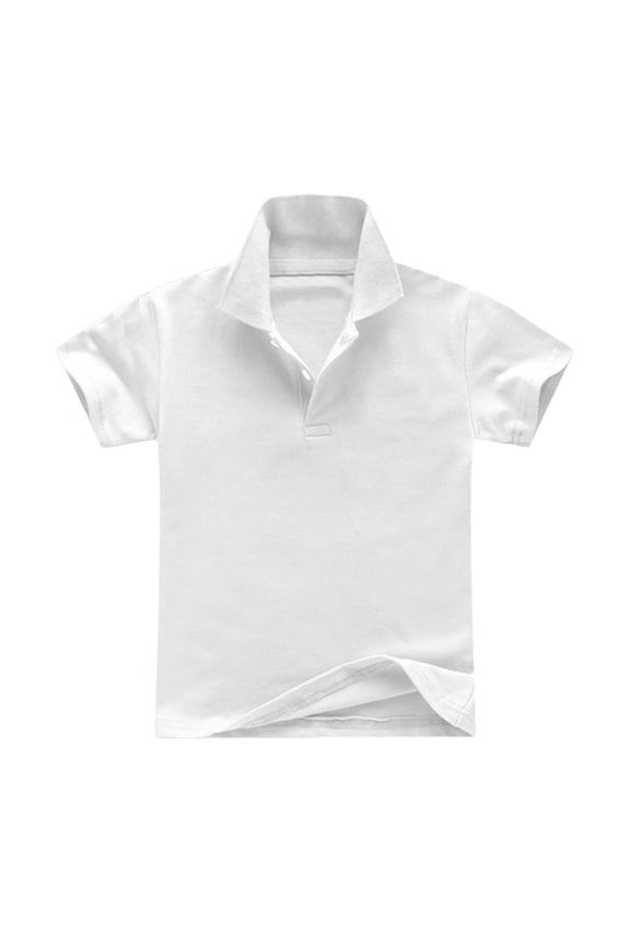 Girls' Short Sleeve Picot Collar Polo School Uniform Shirt White 6 Y -7 Y