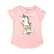 LOL VINTAGE Girls Short Sleeve Pink Uni-Cone Unicorn Ice Cream Tee Shirt X-Small 4-5