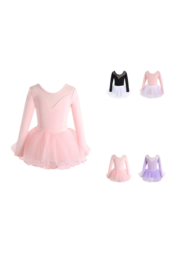 Girls Short Sleeve Pleated Ballet Dance Dress – Performance Leotard Outfit for Ballet, Jazz & Tap Ages 1-14 Years, Spring Summer Practice Wear