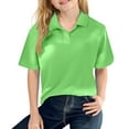 thumbnail image 1 of Girls' Short Sleeve Polo School Uniform Button Closure, Moisture Wicking Performance Material, Comfortable Green Size 120, 1 of 3