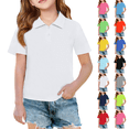 thumbnail image 1 of Girls Short Sleeve Polo Shirts Kids School Uniform Pique Polo Shirt 5-14 Years White 110, 1 of 9