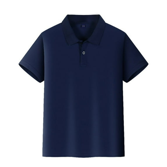Girls Short Sleeve Polo Shirts Toddler School Uniform Button Closure, Pique Fabric, Soft & Breathable Navy Size 6-7Y
