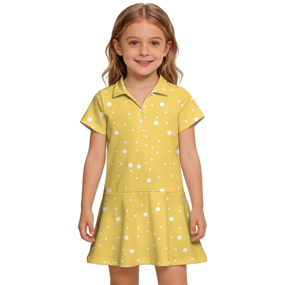 Girls Short Sleeve Polos Dress with Pockets Back to School Uniform Summer Casual Flowy Dresses