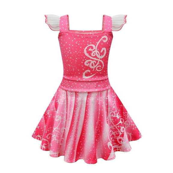 Girls Short Sleeve Princess Dress Aurora Fancy Birthday Cosplay Costume