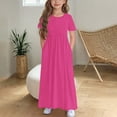 thumbnail image 1 of Girls' Short Sleeve Ruffled Pocket Dress with Round Neck and Printed Design, 1 of 5