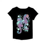 Girls Short Sleeve Seahorse Graphic T-Shirt Size 8