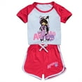 thumbnail image 1 of Girls' Short Sleeve Set APHMAU Children's Girls' Short Sleeve Shorts Sports Set Game Cartoon Leisure Set, Suitable for Children Aged 5-13, 1 of 4