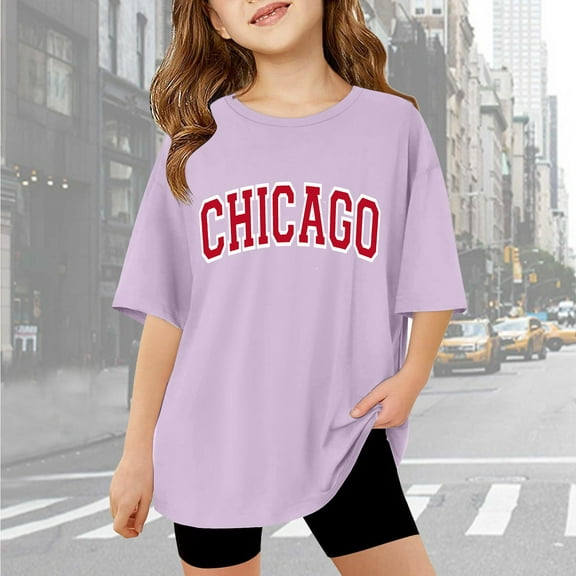 Girls Short Sleeve Shirts Kids Letter Printed Summer Oversized Tops Girls Shirt Clothes for Girls 6T