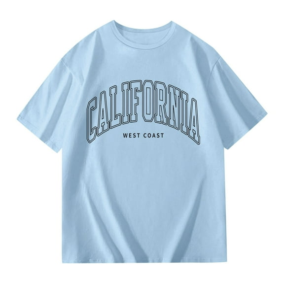 Girls Short Sleeve Shirts Letter Print Summer Tops Crewneck Tees Girls Plain Blue Shirt Trendy Clothes for Girls 10-12 Years