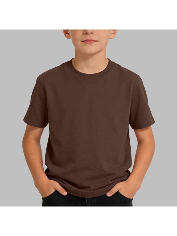Girls Short Sleeve Shirts Tops T Shirts for Kids Crewneck Cute Casual Tee Blouse Coffee 3-4 Years