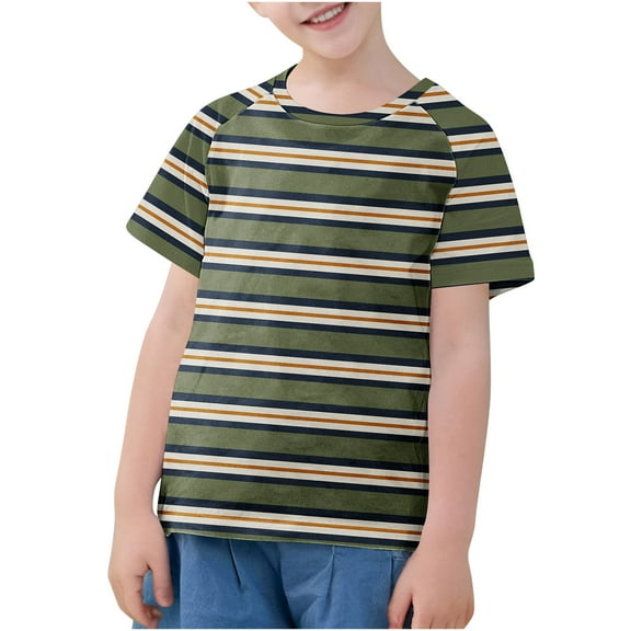 Girls' Short-Sleeve Shirts and Tops New Toddler Kids Boys Girls Fashion Cute Round Neck Print Short Sleeve Tops Style B-35 Green 9 Years