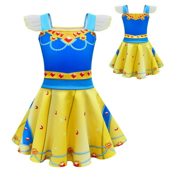 Girls Short Sleeve Snow White Princess Dress Fancy Birthday Cosplay Costume