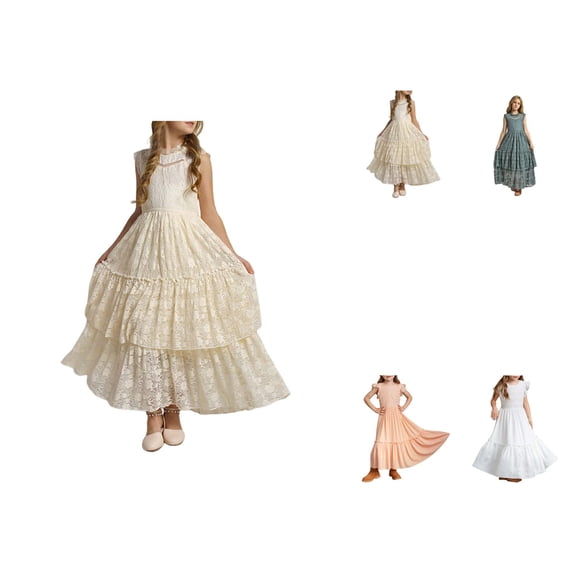 Girls Short Sleeve Solid Color Party Dress with Ruffle Irregular Hem, Bowknot Pleated Tunic for Birthday Wedding Evening Wear