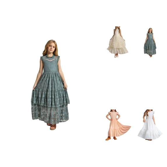 Girls Short Sleeve Solid Color Party Dress with Ruffle Irregular Hem, Bowknot Pleated Tunic for Birthday Wedding Evening Wear