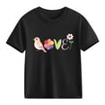 thumbnail image 1 of Girls Short Sleeve T-Shirt 100% Cotton Cute Love Bird and Floral Graphic Tee for Kids Kids Soft Casual Play Top,Size 5 T, 1 of 9