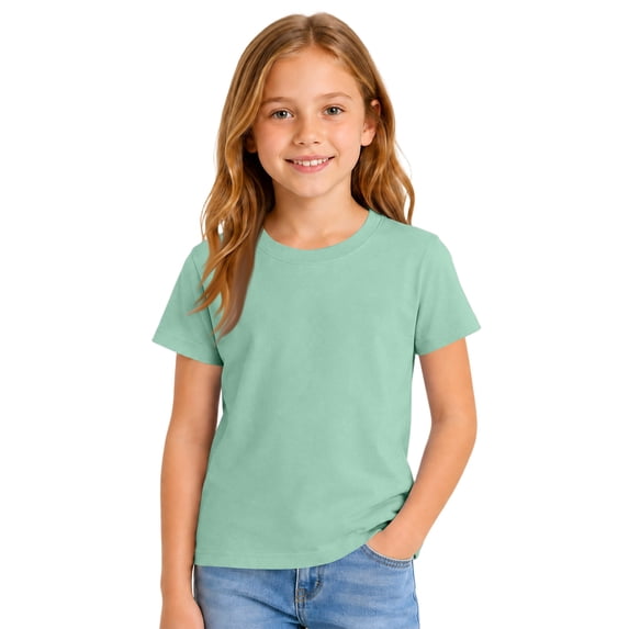 Girls Short Sleeve T Shirt Kids Crew Neck Basic Tee Regular Fit School Summer Layering Play Casual Top