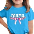 thumbnail image 1 of Girls Short Sleeve T-Shirt Mama Floral Bow Soft Stretch Crewneck Blue Kids Ages 4-12 Mommy and Me,Size 4-5T, 1 of 6