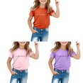 thumbnail image 1 of Girls Short Sleeve T-Shirt Summer Letter Printed Cotton Top 3 Pack, 1 of 4