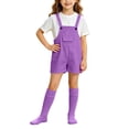 thumbnail image 1 of Girls Short Sleeve T-Shirt with Adjustable Strap Shorts Romper Cute School Uniform Outfits Purple 12-13Years, 1 of 9